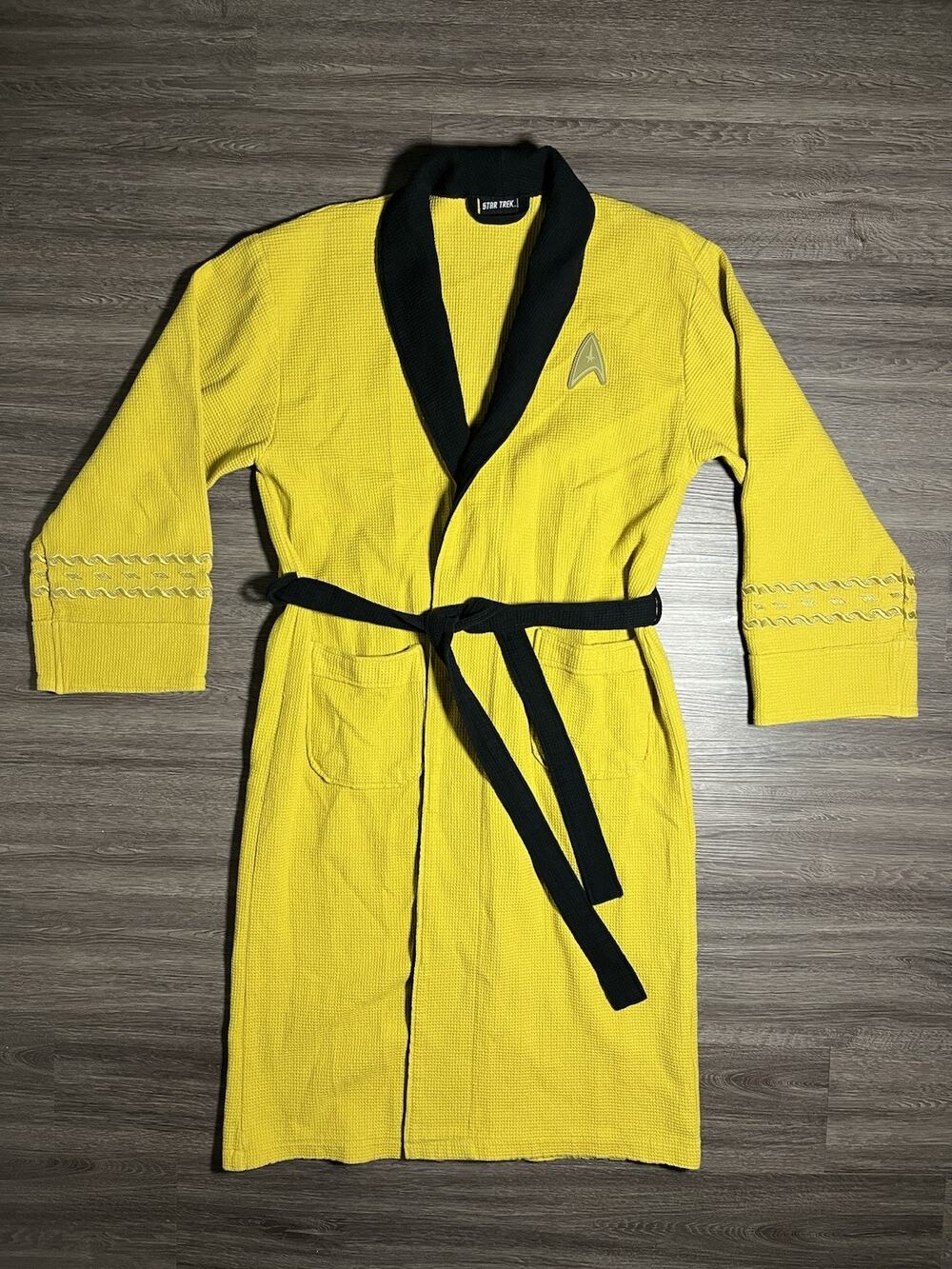 Robe Factory Star Trek TOS Captain Kirk Command Uniform Waffle Bath Robe OS EUC